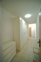 Prostorná chodba s úložným prostorem - Pronájem bytu 1+kk v osobním vlastnictví 34 m², Plzeň