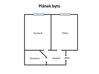 Plánek bytu - Prodej bytu 2+kk v osobním vlastnictví 41 m², Praha 3 - Vinohrady