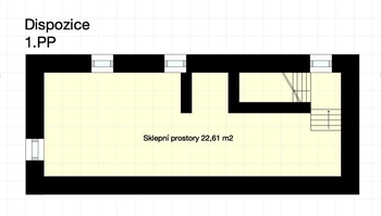 Dispozice suterénu - Prodej domu 162 m², Bystřice