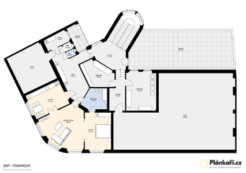 půdorys 3.NP - Pronájem kancelářských prostor 400 m², Mnichovo Hradiště