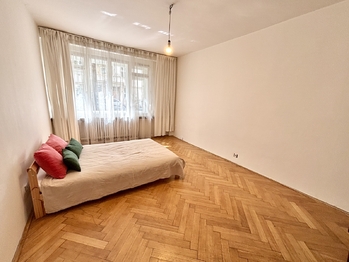 Obývací pokoj - Prodej bytu 1+1 v osobním vlastnictví 50 m², Praha 3 - Žižkov