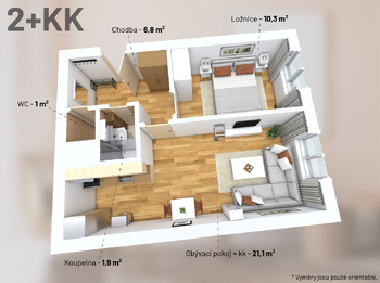 Prodej bytu 2+kk v osobním vlastnictví 41 m², Praha 5 - Stodůlky