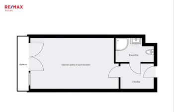 plánek - Prodej bytu 1+kk v osobním vlastnictví 37 m², Praha 4 - Háje