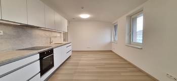 Obývací pokoj s kuchyňskou linkou - Pronájem bytu 2+kk v osobním vlastnictví 52 m², Bučovice