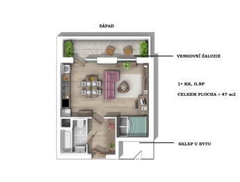 Prodej bytu 1+kk v osobním vlastnictví 46 m², Plzeň