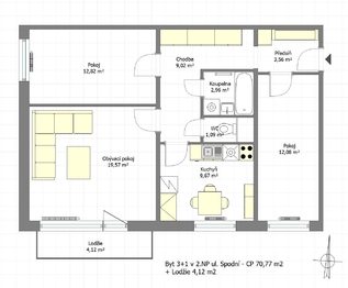 Pronájem bytu 3+1 v osobním vlastnictví 75 m², Brno