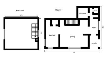 Půdorys - Prodej chaty / chalupy 67 m², Jesenice
