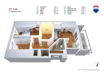 Pronájem bytu 3+kk v osobním vlastnictví 81 m², Brno