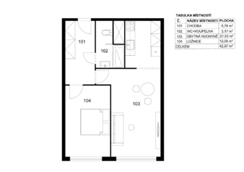 Prodej bytu 2+kk v osobním vlastnictví 43 m², Praha 5 - Stodůlky