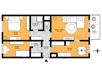 Prodej bytu 3+1 v osobním vlastnictví 71 m², Praha 8 - Troja