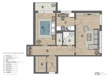 Prodej bytu 2+1 v osobním vlastnictví 59 m², Praha 8 - Kobylisy