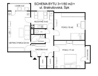 Prodej bytu 3+1 v osobním vlastnictví 80 m², Šumperk