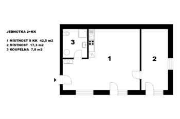 půdorys - Pronájem bytu 2+kk v osobním vlastnictví 68 m², Lysá nad Labem