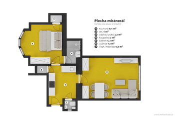 Pronájem bytu 2+1 v osobním vlastnictví 56 m², Praha 6 - Dejvice