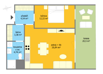 Prodej bytu 2+kk v osobním vlastnictví 75 m², Brno