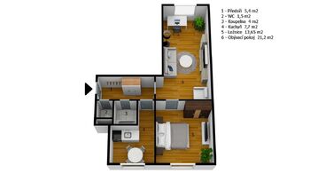 Pronájem bytu 2+1 v osobním vlastnictví 58 m², Aš