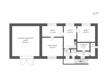 půdorys RD - Prodej domu 74 m², Milostín