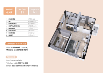 +420 778 750 999 | www.remax-centrum.cz | petr.sonnenschein@re-max.cz | prodej bytu Ostrava - Prodej bytu 2+1 v osobním vlastnictví 53 m², Ostrava