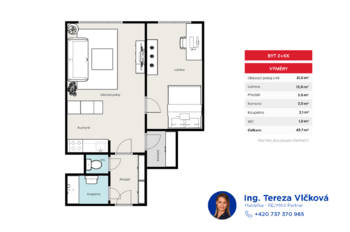 Prodej bytu 2+kk v osobním vlastnictví 43 m², Praha 9 - Hloubětín