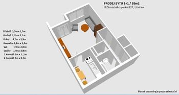 Prodej bytu 1+1 v osobním vlastnictví 38 m², Litvínov