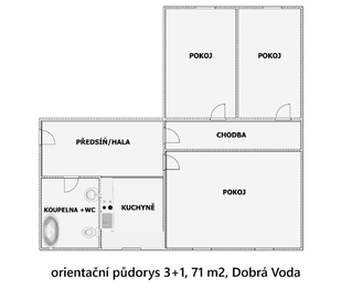 Prodej bytu 3+1 v osobním vlastnictví 73 m², Dobrá Voda u Českých Budějovic