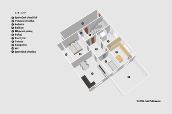 byt v 1. NP - dispozice ... - Prodej výrobních prostor 880 m², Světlá nad Sázavou