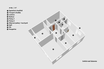 byt v 2. NP - dispozice ... - Prodej výrobních prostor 880 m², Světlá nad Sázavou