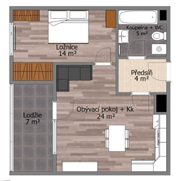 Prodej bytu 2+kk v osobním vlastnictví 56 m², Praha 9 - Vysočany