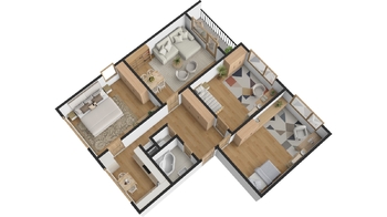 Půdorys bytu 4+1 - Prodej bytu 4+1 v osobním vlastnictví 94 m², Hradec Králové