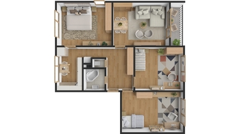 Půdorys bytu 4+1 - Prodej bytu 4+1 v osobním vlastnictví 94 m², Hradec Králové