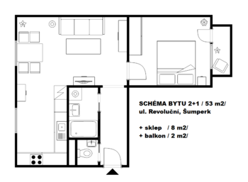 Pronájem bytu 2+1 v osobním vlastnictví 61 m², Šumperk