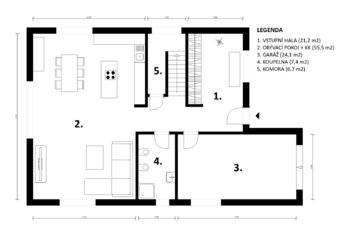 půdorys 1.NP - Prodej domu 220 m², Polerady