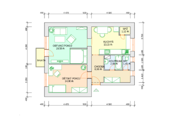 půdorys bytu - Prodej bytu 2+1 v osobním vlastnictví 75 m², Příbram
