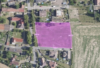 Ortofotomapa + katastrální mapa - Prodej pozemku 3667 m², Horní Slivno