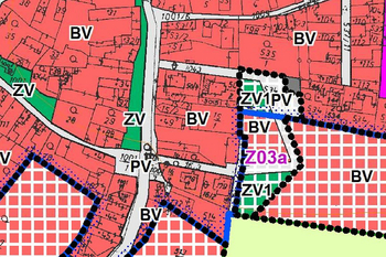 územní plán - hlavní výkres (výřez) - Prodej pozemku 3667 m², Horní Slivno