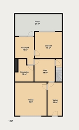 2D půdorys 1 NP - Prodej domu 280 m², Brno