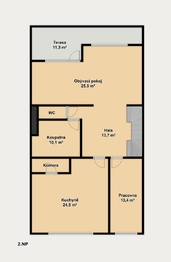 2D půdorys 2 NP - Prodej domu 280 m², Brno