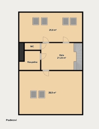 2D půdorys 4 NP - Prodej domu 280 m², Brno