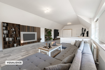 Vizualizace obývacího prostoru - Prodej domu 174 m², Hrobčice