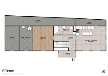 Půdorys přízemí - Prodej domu 174 m², Hrobčice