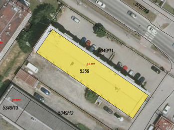 Katastrální mapa budovy. - Pronájem kancelářských prostor 15 m², Tábor