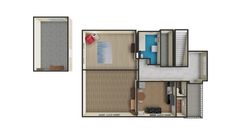 18a. 3D půdorys 2. NP domu - Prodej domu 294 m², Praha 5 - Radotín