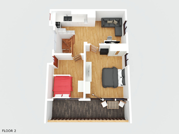 Plánek obývacího patra - Pronájem domu 61 m², Jílové u Prahy