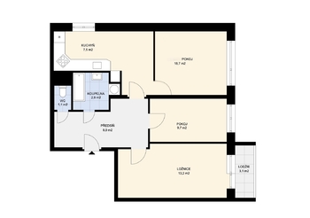 obývák s příčkou - Pronájem bytu 3+kk v osobním vlastnictví 67 m², Mladá Boleslav
