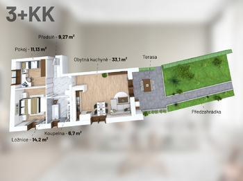 Prodej bytu 3+kk v osobním vlastnictví 74 m², Třeština