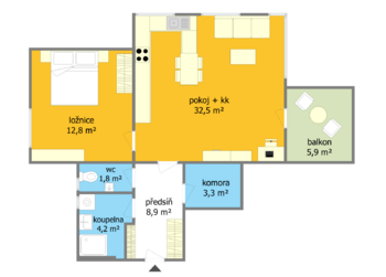 Prodej bytu 2+kk v osobním vlastnictví 72 m², Brno