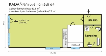 Pronájem bytu 2+kk v osobním vlastnictví 64 m², Kadaň
