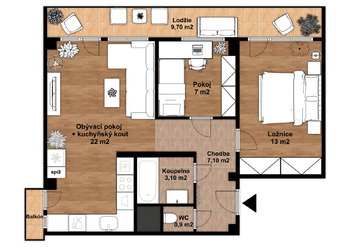 Pronájem bytu 3+kk v osobním vlastnictví 53 m², Ostrava