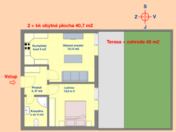 Pronájem bytu 2+kk v osobním vlastnictví 41 m², Brno