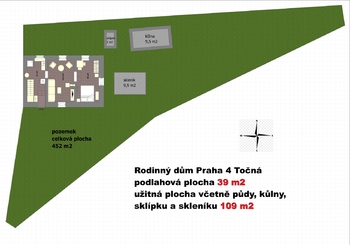 pozemek - situace, umístění domu - Prodej domu 109 m², Praha 4 - Točná